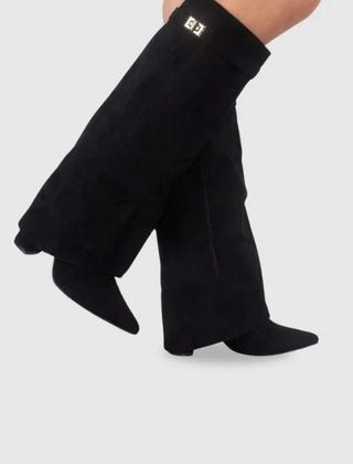 Suede And Leather Knee High Boots Women - View 2