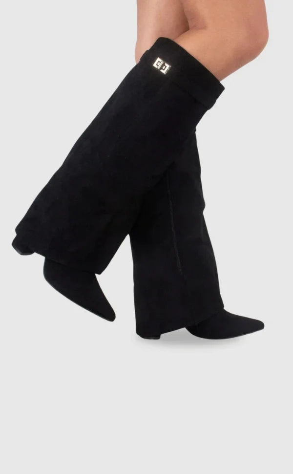 Suede And Leather Knee High Boots Women - View 2