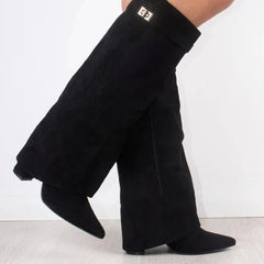 Suede And Leather Knee High Boots Women - View 4