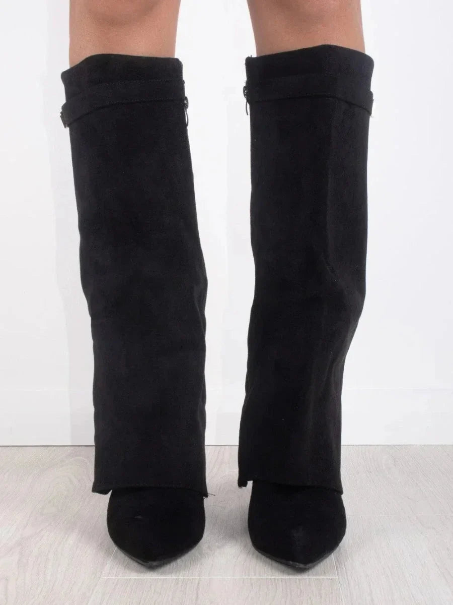 Suede And Leather Knee High Boots Women - View 5