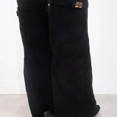 Suede And Leather Knee High Boots Women - View 6