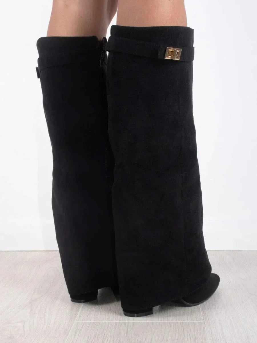 Suede And Leather Knee High Boots Women - View 6