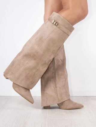 Suede And Leather Knee High Boots Women - View 7