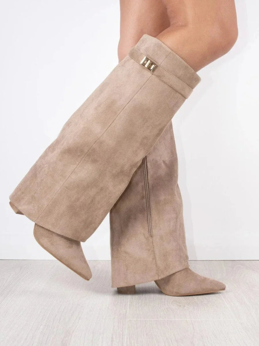 Suede And Leather Knee High Boots Women - View 7