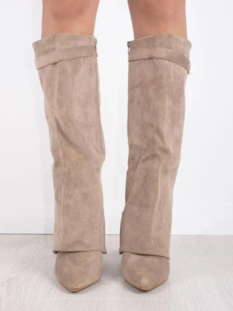 Suede And Leather Knee High Boots Women - View 8