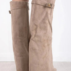 Suede And Leather Knee High Boots Women - View 9