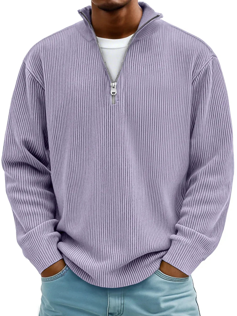 Mens Quarter Zip Sweatshirt Pullover - View 3