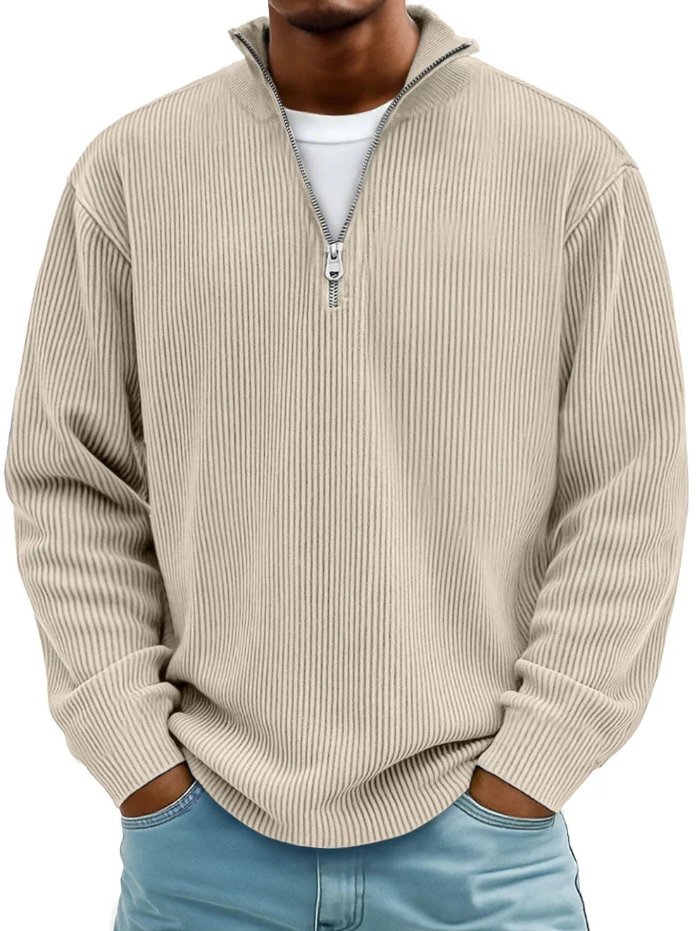 Mens Quarter Zip Sweatshirt Pullover - View 7