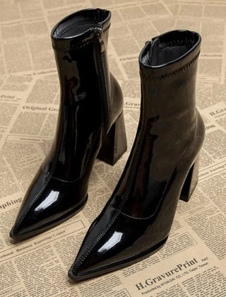 Pointed Toe Ankle Boots Women Block Heel - View 3
