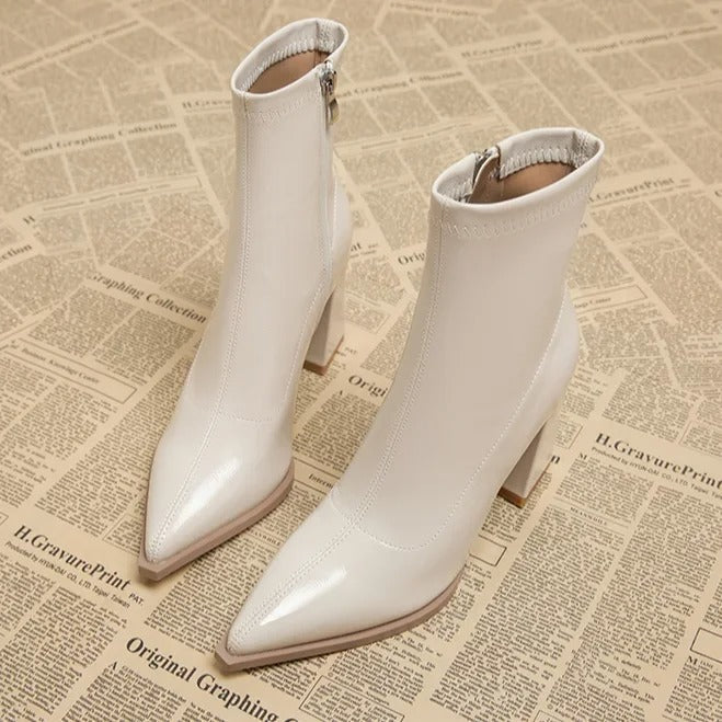Pointed Toe Ankle Boots Women Block Heel - View 4