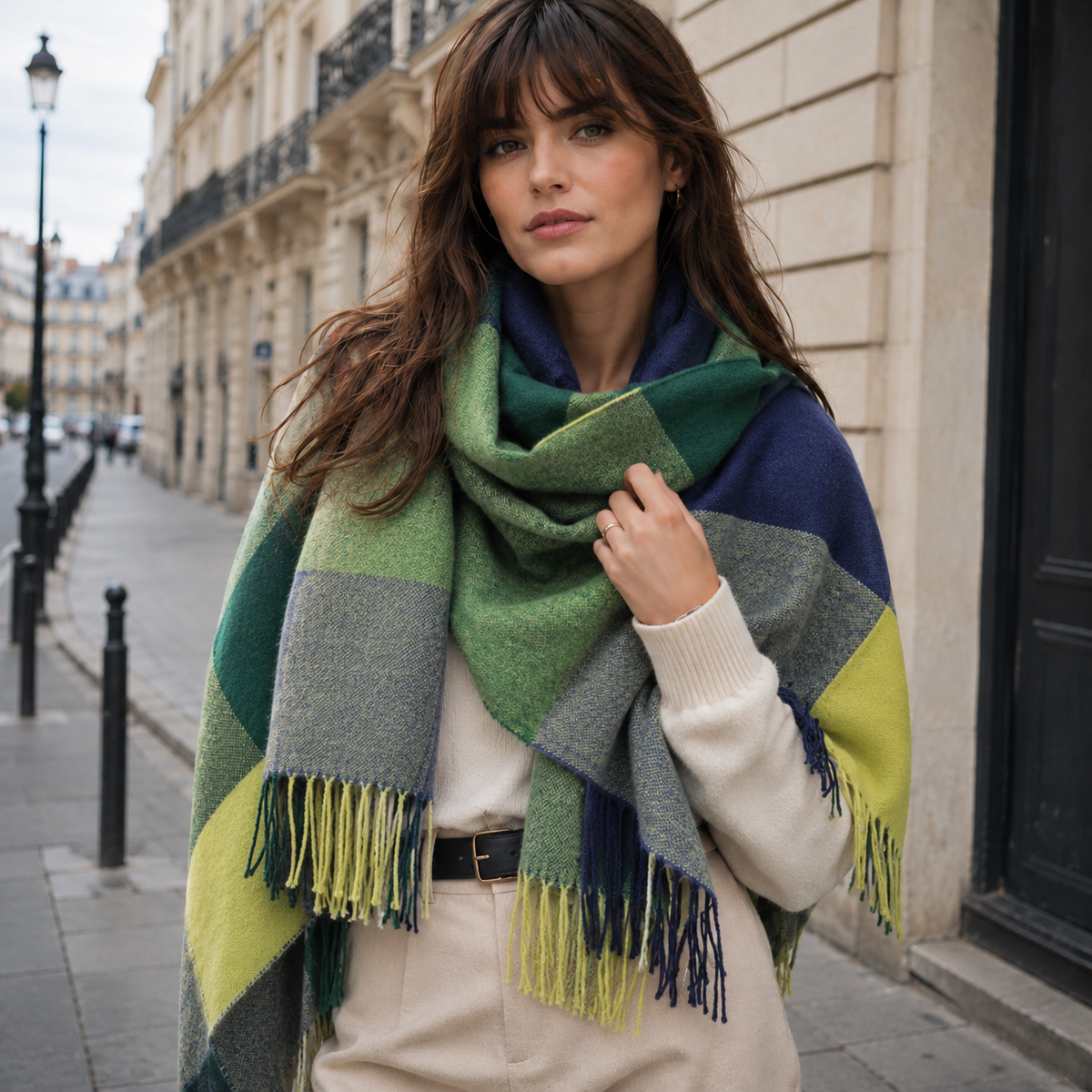 Plaid Blanket Scarf Women Oversized Fringe - View 7