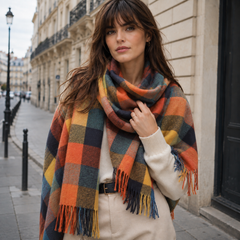 Plaid Blanket Scarf Women Oversized Fringe - View 8