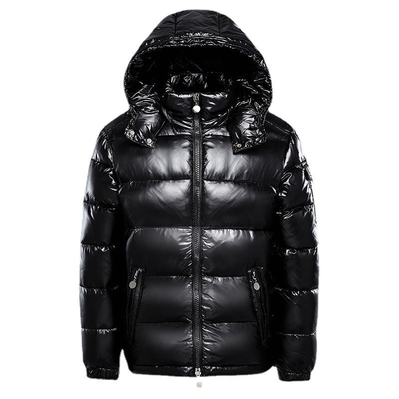 Glossy Down Puffer Jacket Women Hooded
