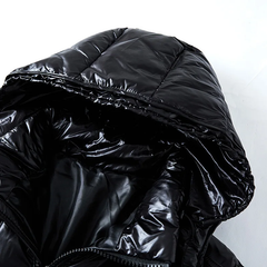 Glossy Down Puffer Jacket Women Hooded - View 3