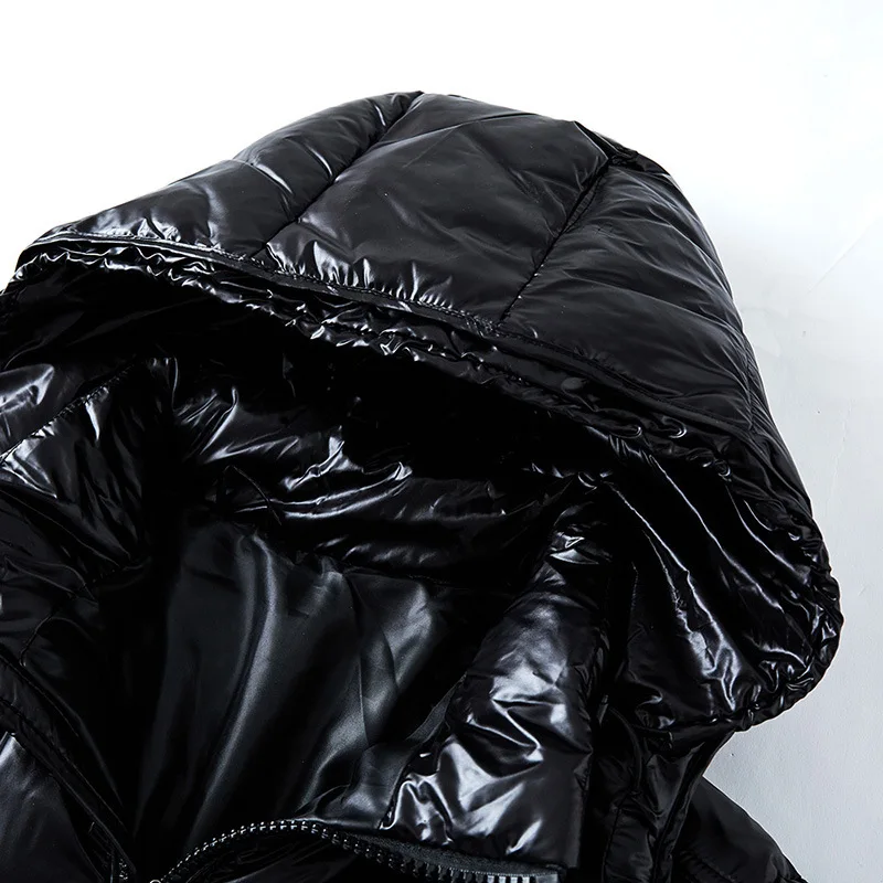 Glossy Down Puffer Jacket Women Hooded - View 3