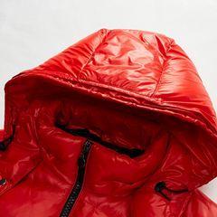 Glossy Down Puffer Jacket Women Hooded - View 4