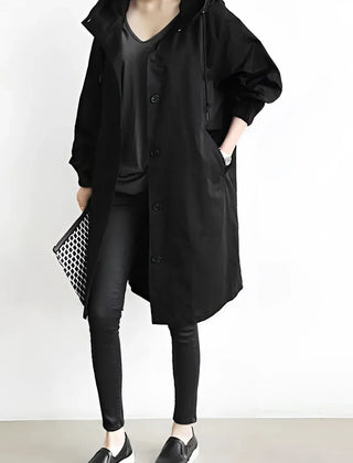 Hooded Windbreaker Coat Women Long - View 10