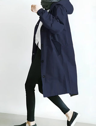 Hooded Windbreaker Coat Women Long - View 11