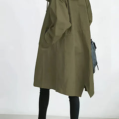 Hooded Windbreaker Coat Women Long - View 12