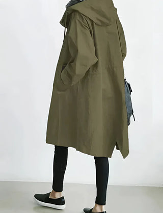 Hooded Windbreaker Coat Women Long - View 12