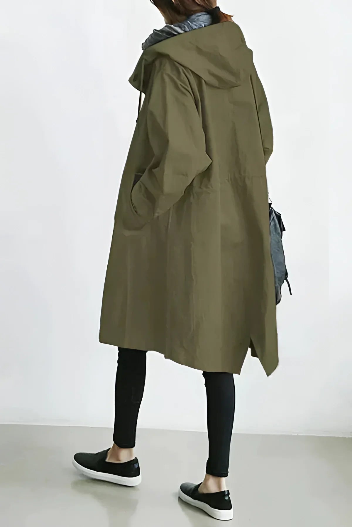 Hooded Windbreaker Coat Women Long - View 12