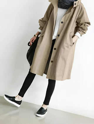 Hooded Windbreaker Coat Women Long - View 13