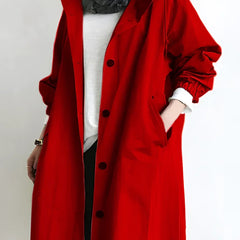 Hooded Windbreaker Coat Women Long - View 14