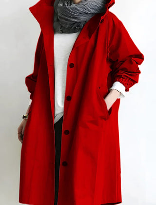 Hooded Windbreaker Coat Women Long - View 14