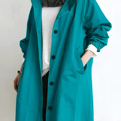 Hooded Windbreaker Coat Women Long - View 15