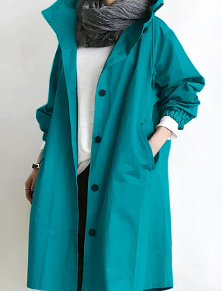 Hooded Windbreaker Coat Women Long - View 15