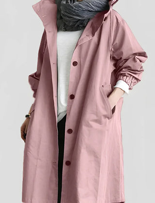 Hooded Windbreaker Coat Women Long - View 16