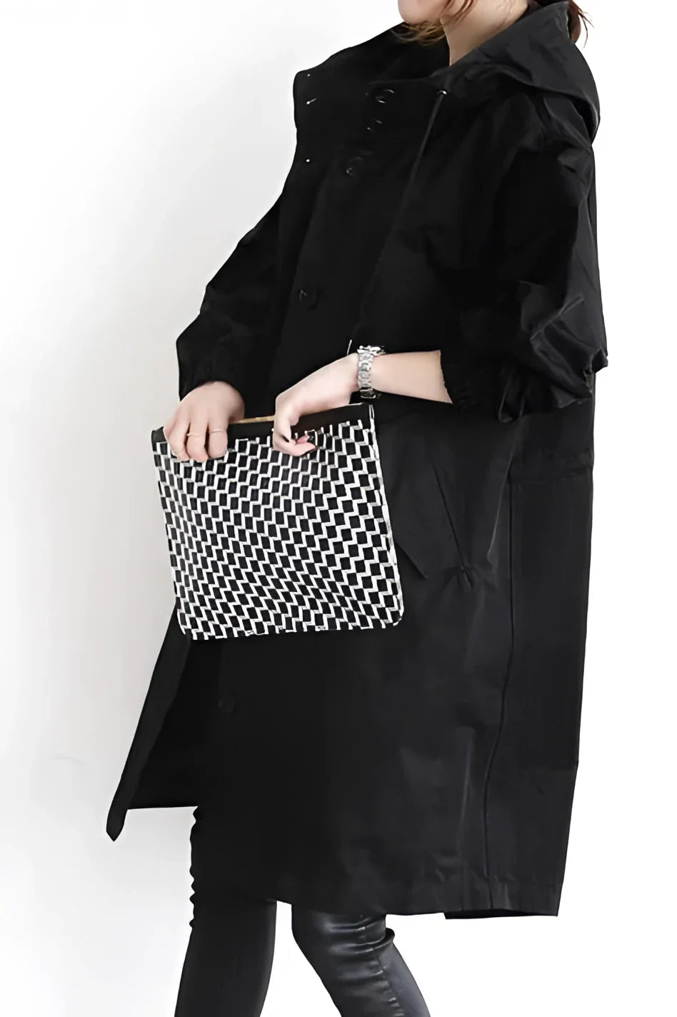 Hooded Windbreaker Coat Women Long - View 3