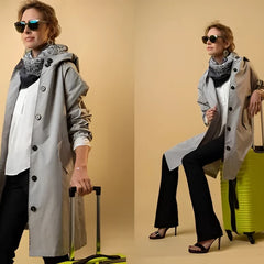 Hooded Windbreaker Coat Women Long - View 5