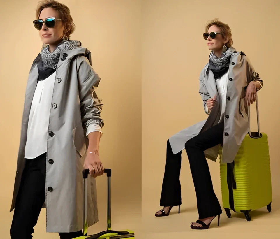 Hooded Windbreaker Coat Women Long - View 5