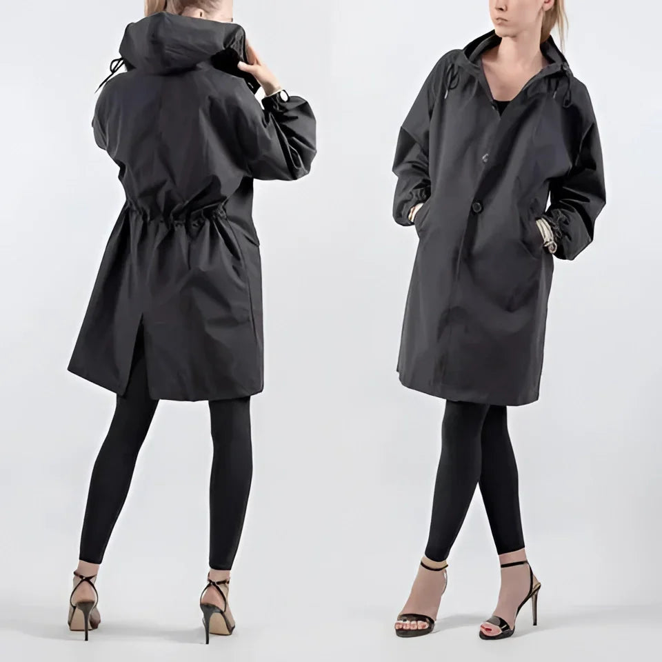 Hooded Windbreaker Coat Women Long - View 6