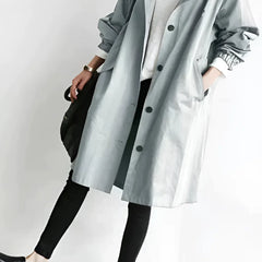 Hooded Windbreaker Coat Women Long - View 9