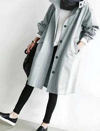 Hooded Windbreaker Coat Women Long - View 9