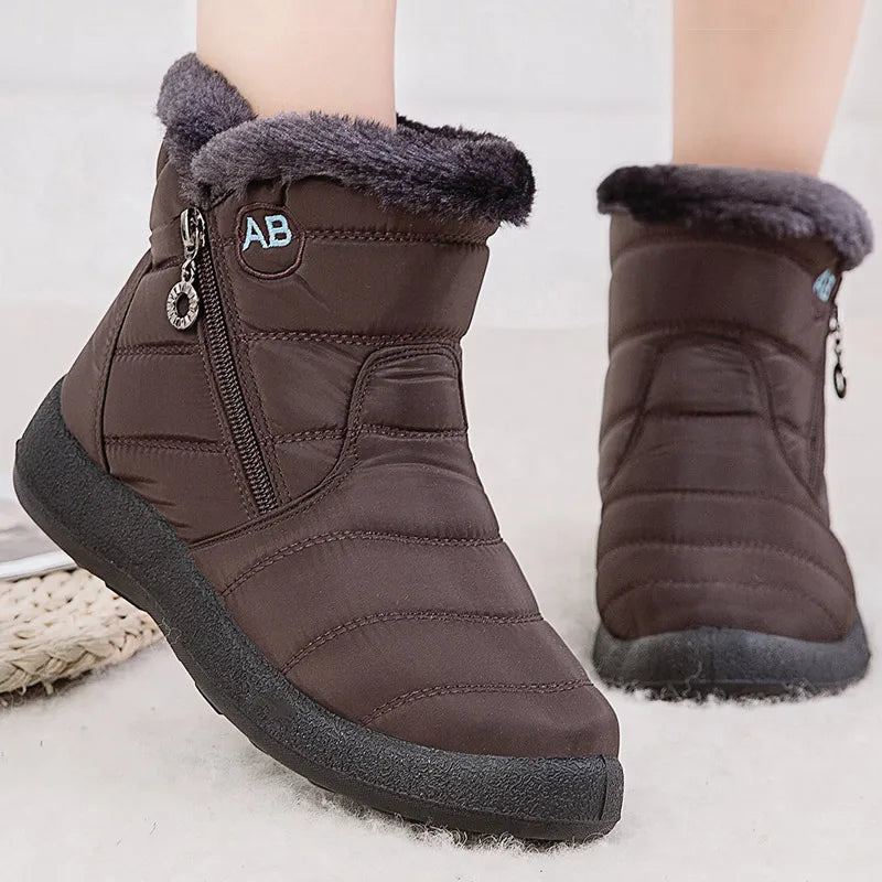 Fur Lined Slip On Snow Boots Women