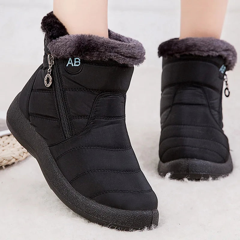 Fur Lined Slip On Snow Boots Women - View 2
