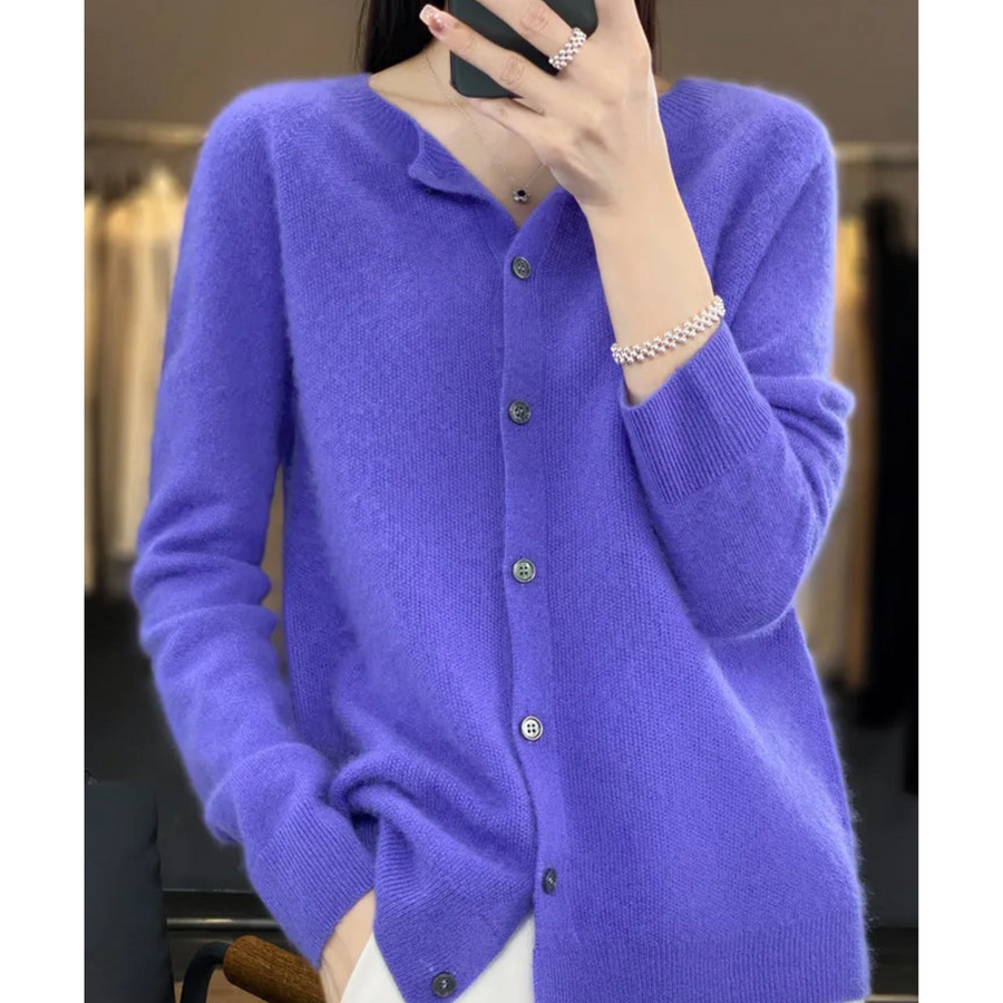 Fine Knit Button Cardigan Women