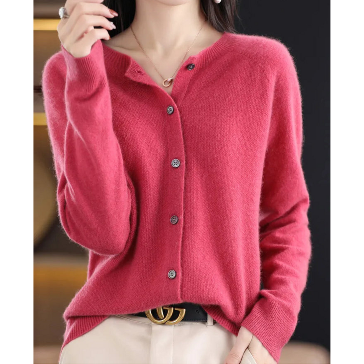 Fine Knit Button Cardigan Women - View 4