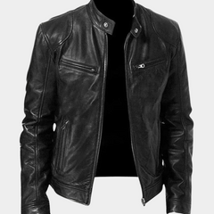 Fitted Faux Leather Moto Jacket Women