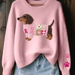 Dachshund Print Sweater Women Novelty Knit