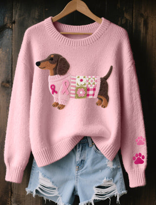 Dachshund Print Sweater Women Novelty Knit