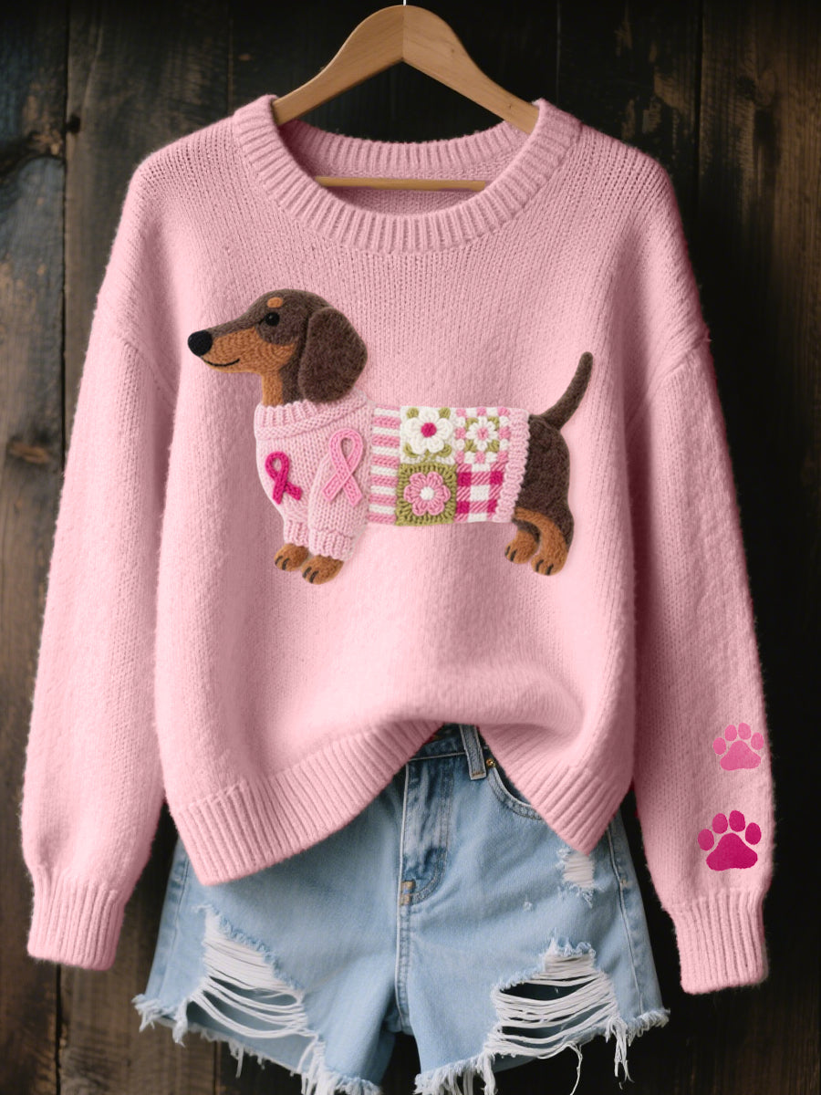 Dachshund Print Sweater Women Novelty Knit