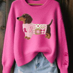 Dachshund Print Sweater Women Novelty Knit - View 2