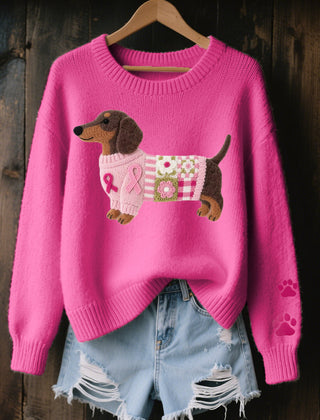Dachshund Print Sweater Women Novelty Knit - View 2