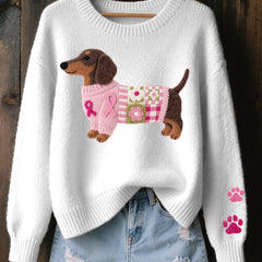 Dachshund Print Sweater Women Novelty Knit - View 3