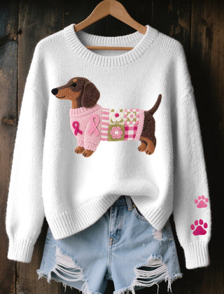 Dachshund Print Sweater Women Novelty Knit - View 3