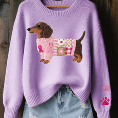 Dachshund Print Sweater Women Novelty Knit - View 4